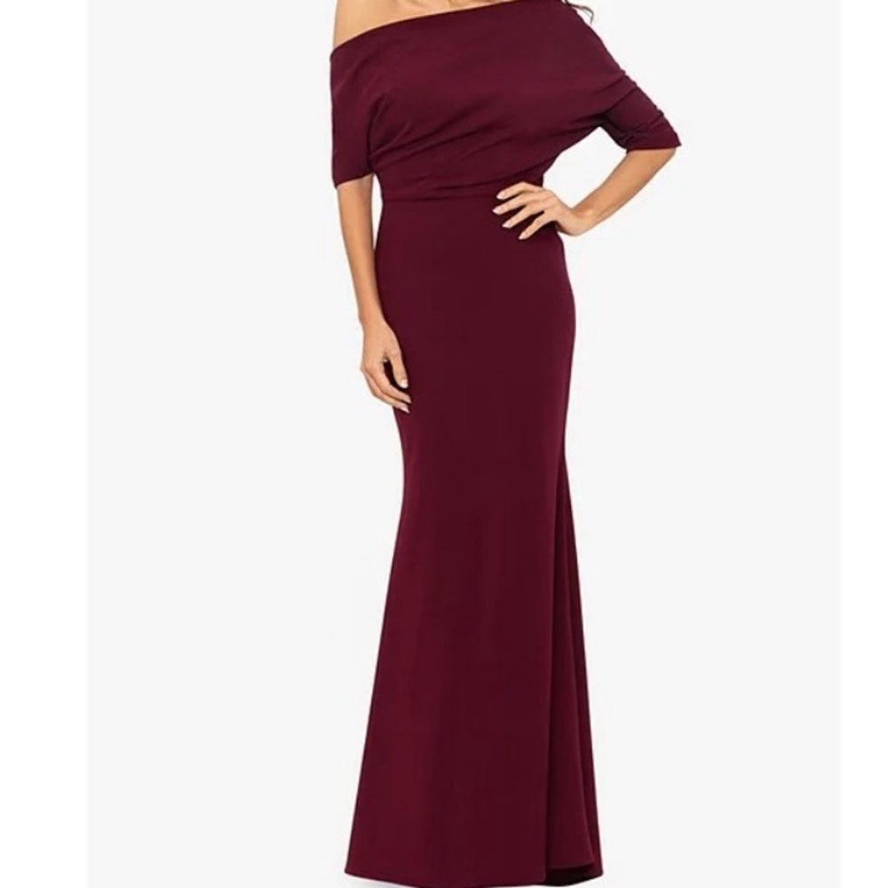 Betsy & Adam Red One Shoulder Gown for Weddings
